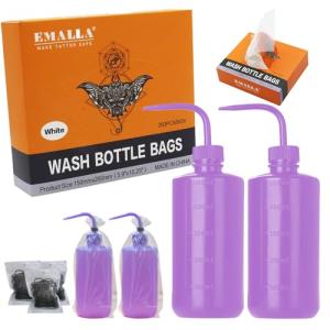 250Pcs Wash Bottle Bag Kit with Labels & Bottles
