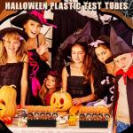 50 Clear Plastic Test Tubes with Caps - Halloween