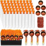 50 Clear Plastic Test Tubes with Caps - Halloween