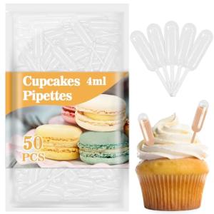 50 Pack Disposable Plastic Pipettes for Cupcakes