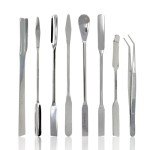 8-Piece Stainless Steel Lab Spatula and Tweezer Set