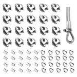 60PCS Stainless Steel Wire Rope Clamp Set