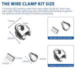 60PCS Stainless Steel Wire Rope Clamp Set