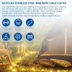 60PCS Stainless Steel Wire Rope Clamp Set