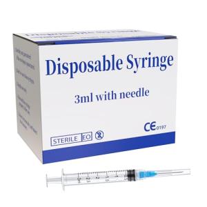 100 Pack 3ml 23Ga Plastic Syringes for Labs