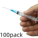 100 Pack 3ml 23Ga Plastic Syringes for Labs