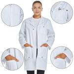 VOGRYE White Long Sleeve Lab Coat for Women