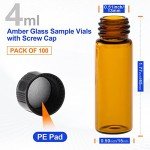 100 Pack 4ml Amber Glass Vials with Caps