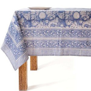 VISTALOOM Cotton Block Print Table Cloth 54x108 Inch