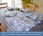 VISTALOOM Cotton Block Print Table Cloth 54x108 Inch