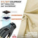 Winter Waterproof Pig Leather Work Gloves - Size L