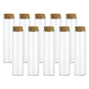 60ml Glass Test Tubes with Cork Stoppers - 10pcs
