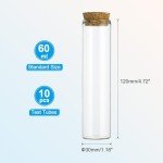 60ml Glass Test Tubes with Cork Stoppers - 10pcs