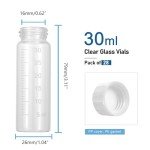 28-Pack 30ml Glass Vials with Lids and Scale