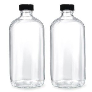 32 oz Clear Glass Boston Round Bottles - 2 Pack