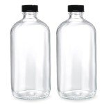 32 oz Clear Glass Boston Round Bottles - 2 Pack