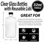 32 oz Clear Glass Boston Round Bottles - 2 Pack