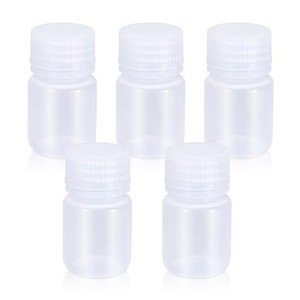 UMETASS 1 oz Wide Mouth Lab Reagent Bottle, Laboratory Grade Chemical Container, Sealed Leak-proof Clear PP Bottle, Pill Bottle, Water Sample Bottle(5 Pcs)