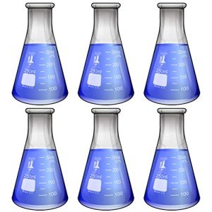 250ml Narrow Mouth Erlenmeyer Flask, 3.3 Borosilicate Glass, Karter Scientific 213G33 (Pack of 6)