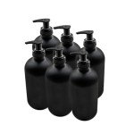 6 Pack 16 oz Black Frosted Glass Bottles