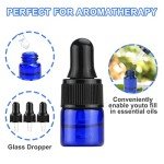 Cobalt Blue Glass Droppers for Essential Oils - 100 Pack