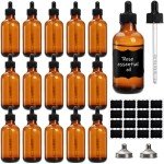 16 Pack Amber Glass Dropper Bottles with Funnels