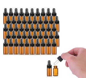 50 Pack 3ml Amber Dropper Vials with Caps