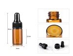 50 Pack 3ml Amber Dropper Vials with Caps