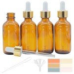 Amber Glass Dropper Bottles 2 oz - 4 Pack