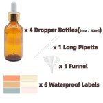 Amber Glass Dropper Bottles 2 oz - 4 Pack