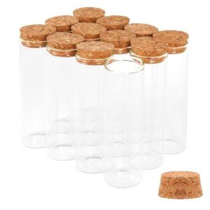 50ml Glass Test Tubes with Cork Stoppers - 12 Pack