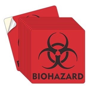 12 Pack Waterproof Biohazard Warning Stickers