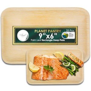 Biodegradable Palm Leaf 9"x6" Deep Plates - 25 Pack