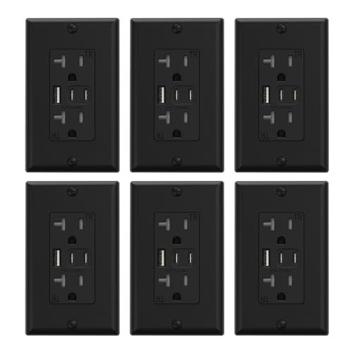 20 Amp USB Wall Outlets with USB C Ports - 6 Pack