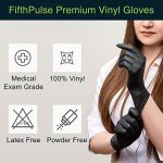 Large 50 Pack Black Vinyl Disposable Gloves