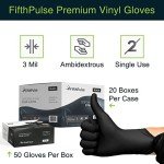 Large 50 Pack Black Vinyl Disposable Gloves