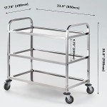 Stainless Steel 3-Tier Rolling Utility Cart