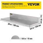 Heavy Duty Stainless Steel Wall Shelf 44 lbs