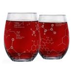 Stemless Wine Glasses Set - Wine Molecule Design