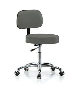 Chrome Rolling Height Adjustable Exam Stool - Charcoal
