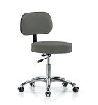 Chrome Rolling Height Adjustable Exam Stool - Charcoal