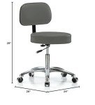 Chrome Rolling Height Adjustable Exam Stool - Charcoal