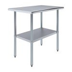 Jefferson Stainless Steel Table with Shelf, 24" x 36