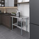 Jefferson Stainless Steel Table with Shelf, 24" x 36