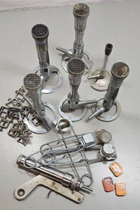 Lot of 6 Bunsen Burners, with Accessories - Lab / Scientific Lot