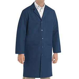 Navy Lab Coat with Exterior Pockets for Men