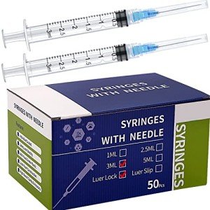 50-Pack 3ml Safety Syringes, Individually Wrapped