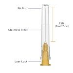 25 Gauge 1 Inch Luer Lock Dispensing Needles - 100 PCS