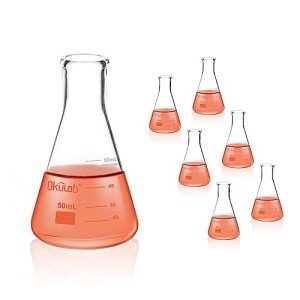 Okulab 6-Piece Glass Conical Flask Set 50ml