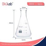 Okulab 6-Piece Glass Conical Flask Set 50ml